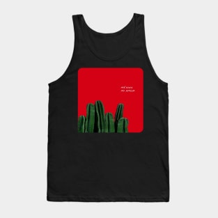 México mi amor cactus red background somewhere in Mexico visit mexican art Tank Top